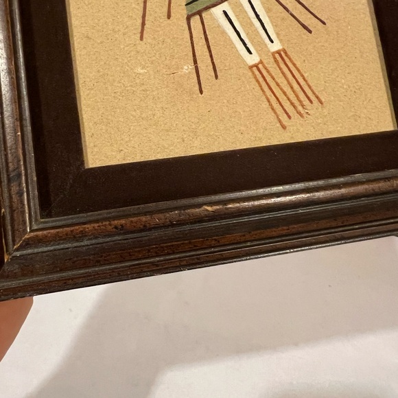 Authentic Navajo Indian Sand Art Painting Framed Lot Of 2 Rainbow Yei By Keedah - Picture 8 of 15